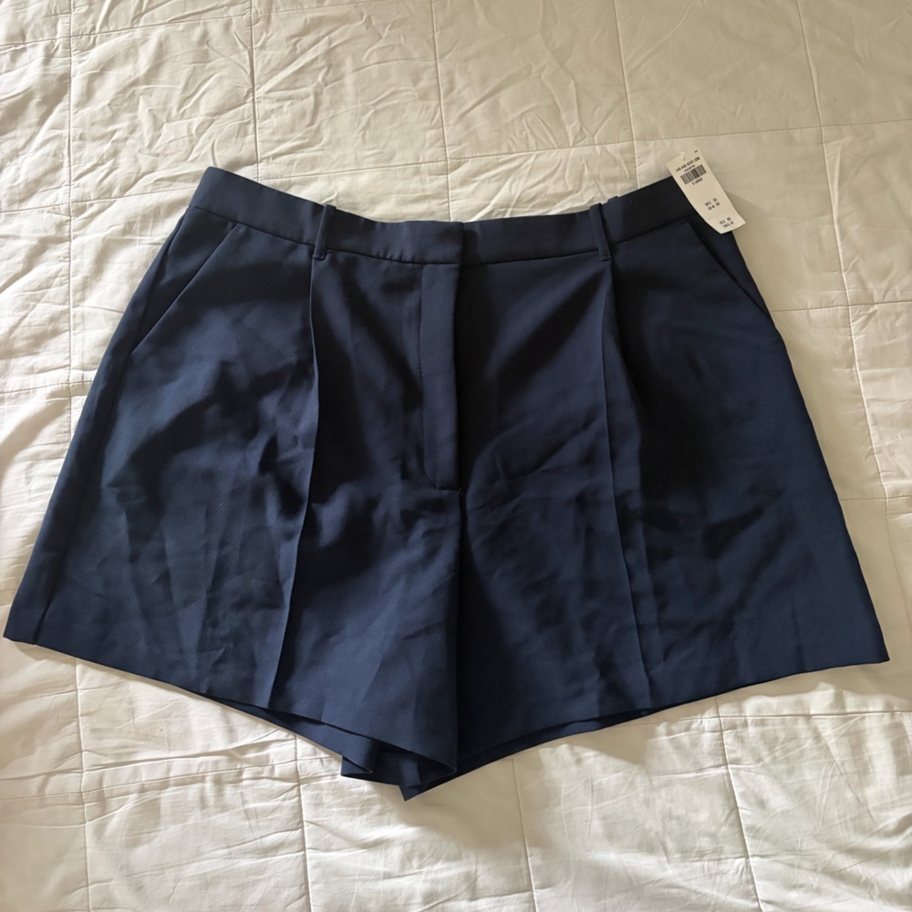 Abercrombie & Fitch Navy High-Waist Tailored Shorts